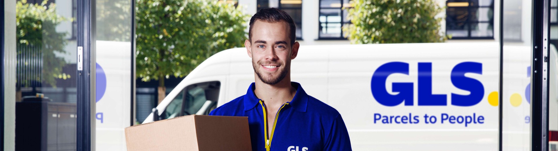 GLS driver delivering parcels