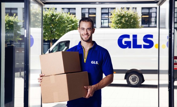 GLS driver delivering parcels