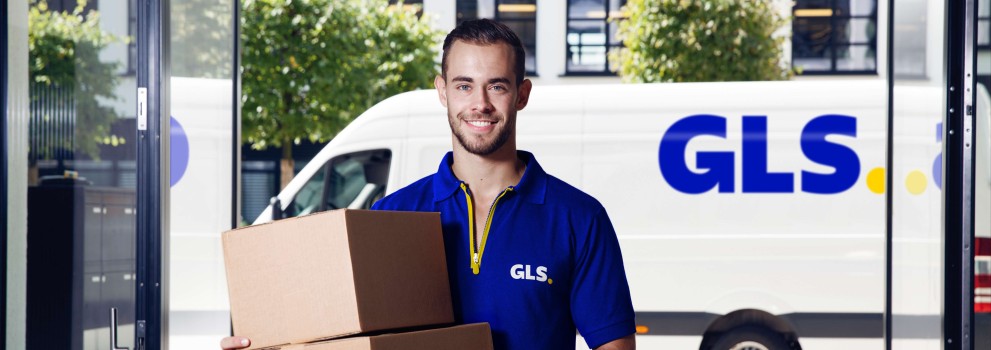 GLS driver delivering parcels